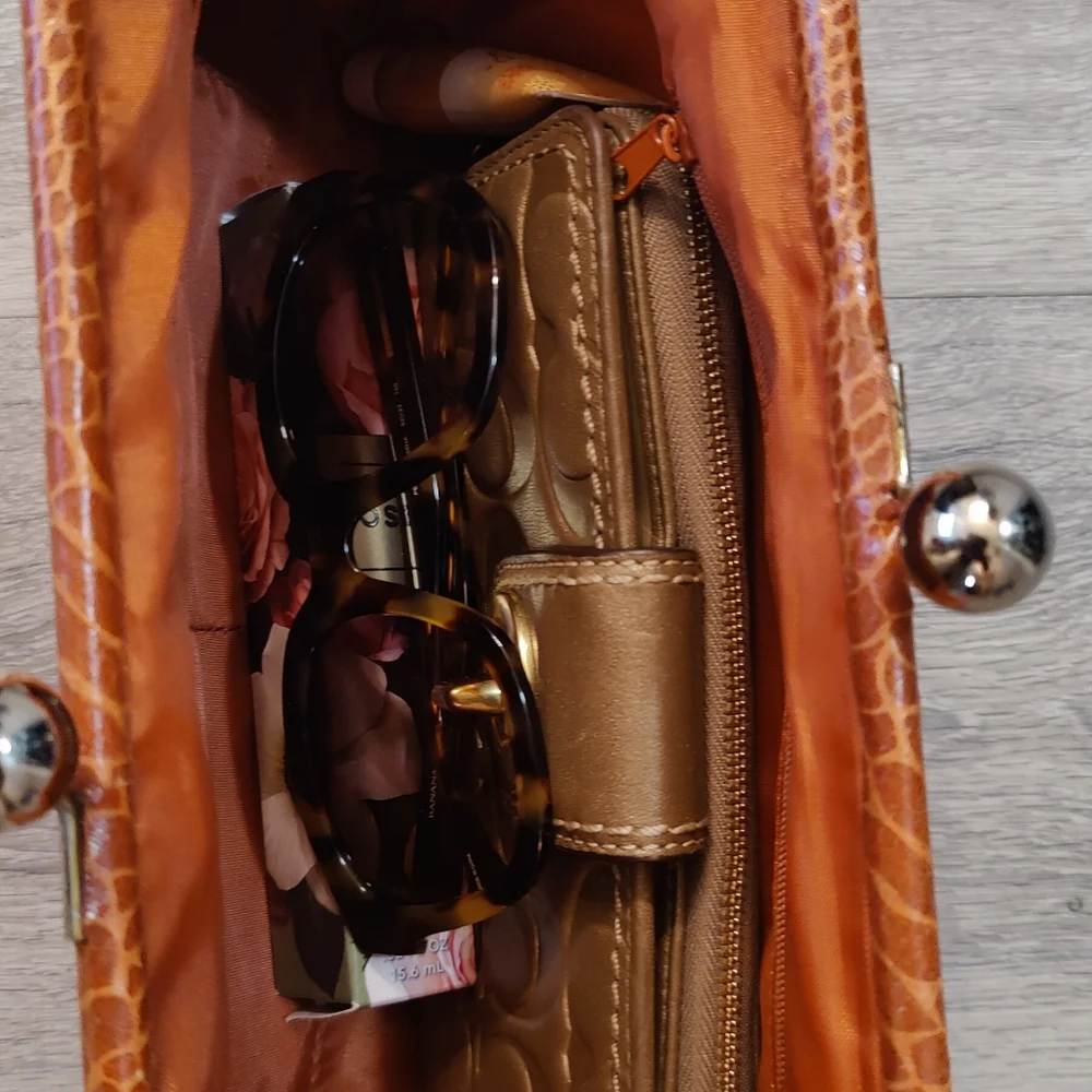 NWT Kiss Lock Orange Snack Skin Clutch